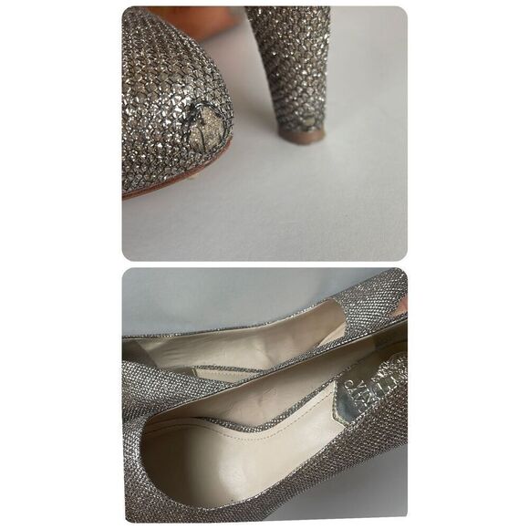 Vince Camuto Kadri Silver Sparkle Fabric Pumps Heels 8.5 - Picture 6 of 13